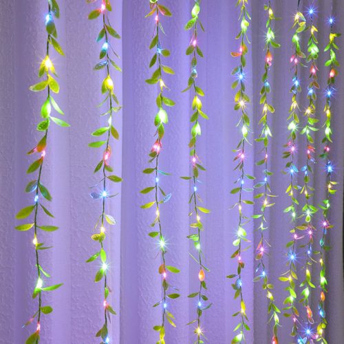 LED fényfüggöny műnövénnyel - multicolor (3x2 m)